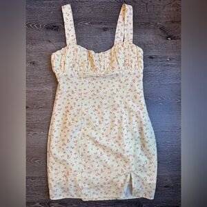 Princess Polly Yellow Floral Mini Dress Wide Strap Cottagecore US 4